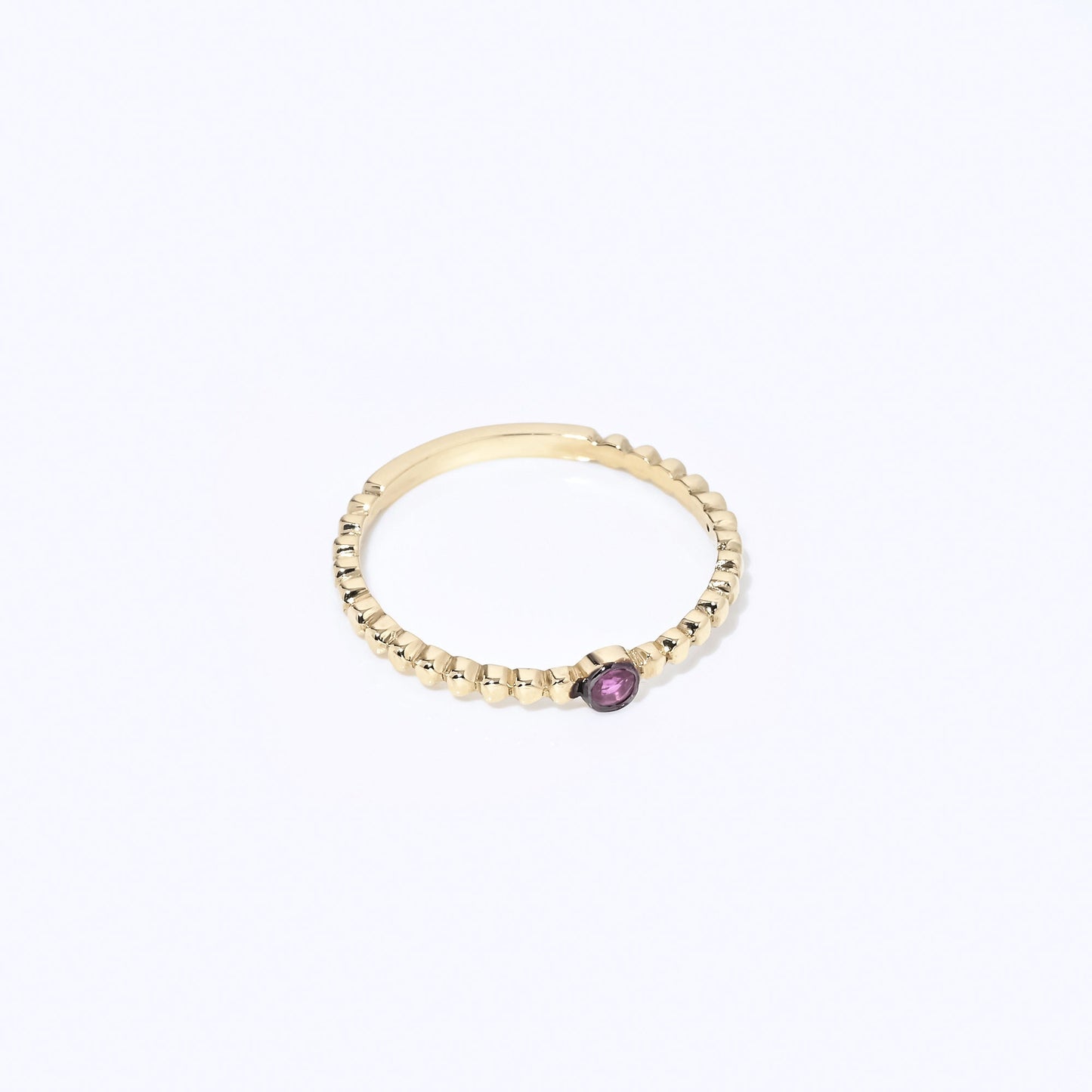 Handmade Ruby 14K Gold Beaded Ring for Women in a Bezel Setting