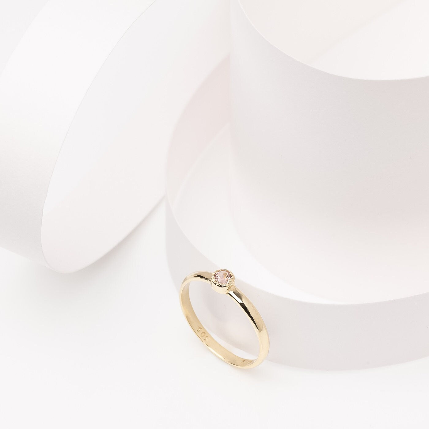 Handcrafted birthstone ring for women, set in 14k gold with a prong setting.