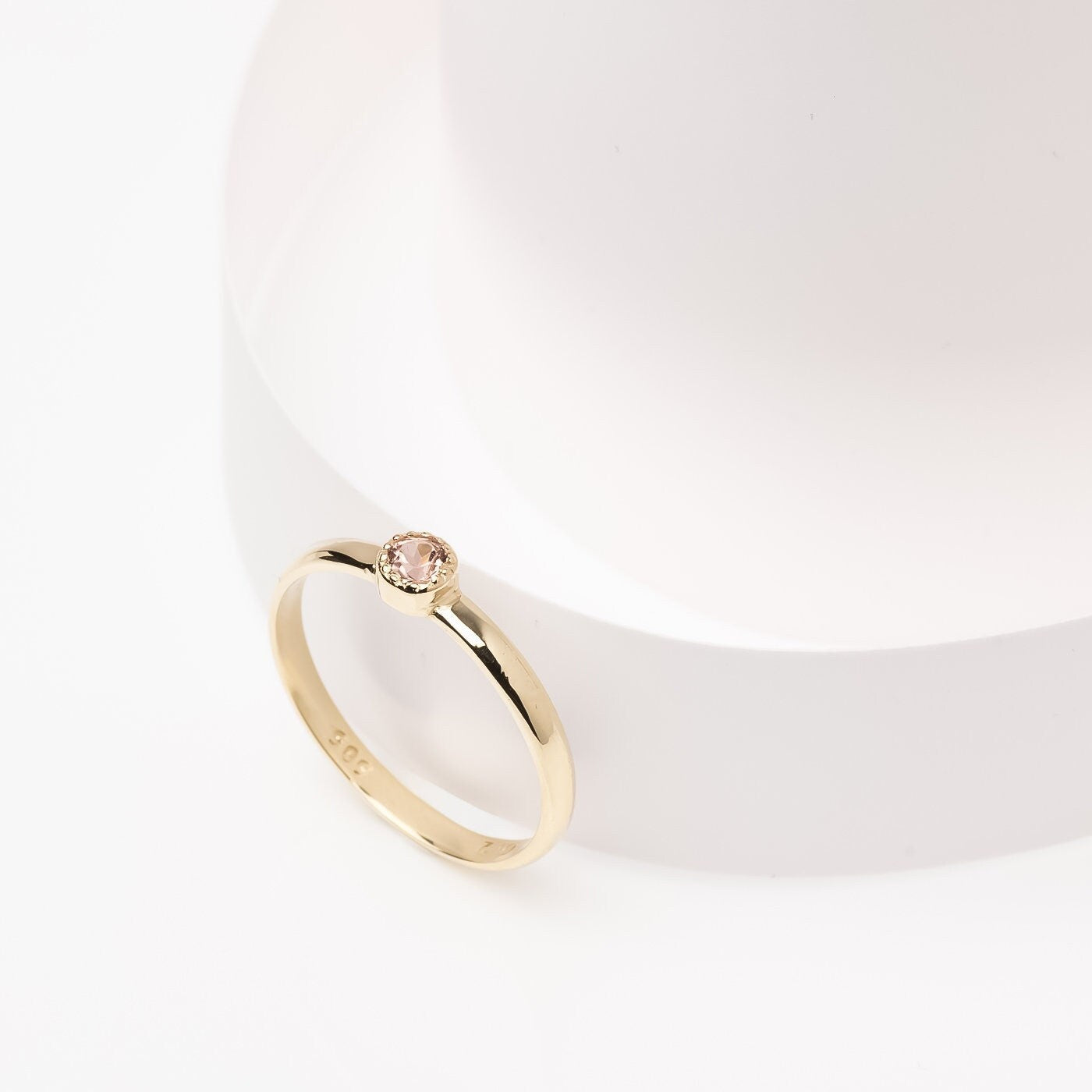 Handcrafted birthstone ring for women, set in 14k gold with a prong setting.