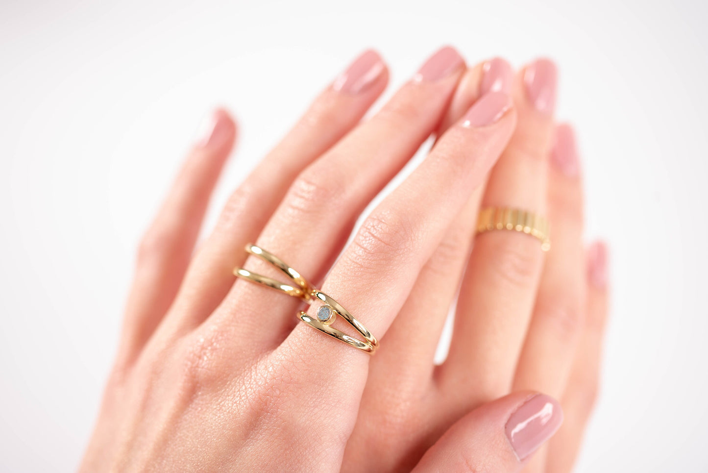 Birthstone Double Ring in 14K Gold