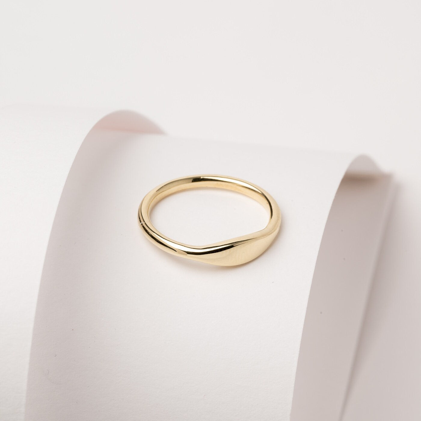 Handmade Dainty Bar Ring in 14k Gold for Women