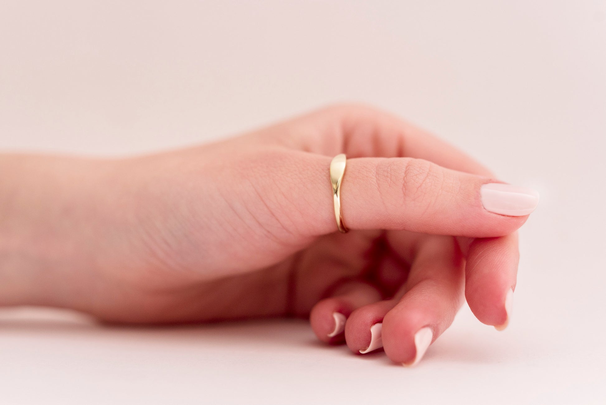 Handmade Dainty Bar Ring in 14k Gold for Women