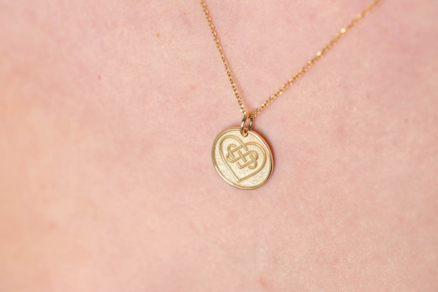 Celtic Knot Love Necklace in 14k Gold for Women, with Complimentary Engraving on the Reverse.