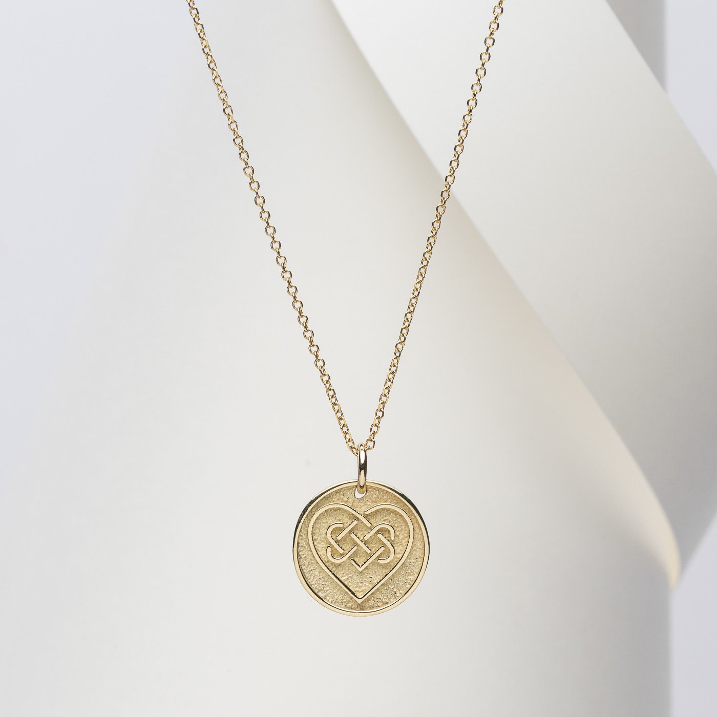 Celtic Knot Love Necklace in 14k Gold for Women, with Complimentary Engraving on the Reverse.