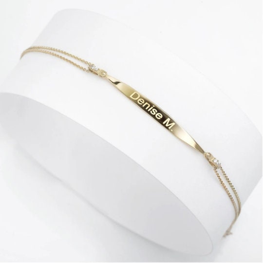 Personalized 14K Gold Engravable ID Bracelet for Women