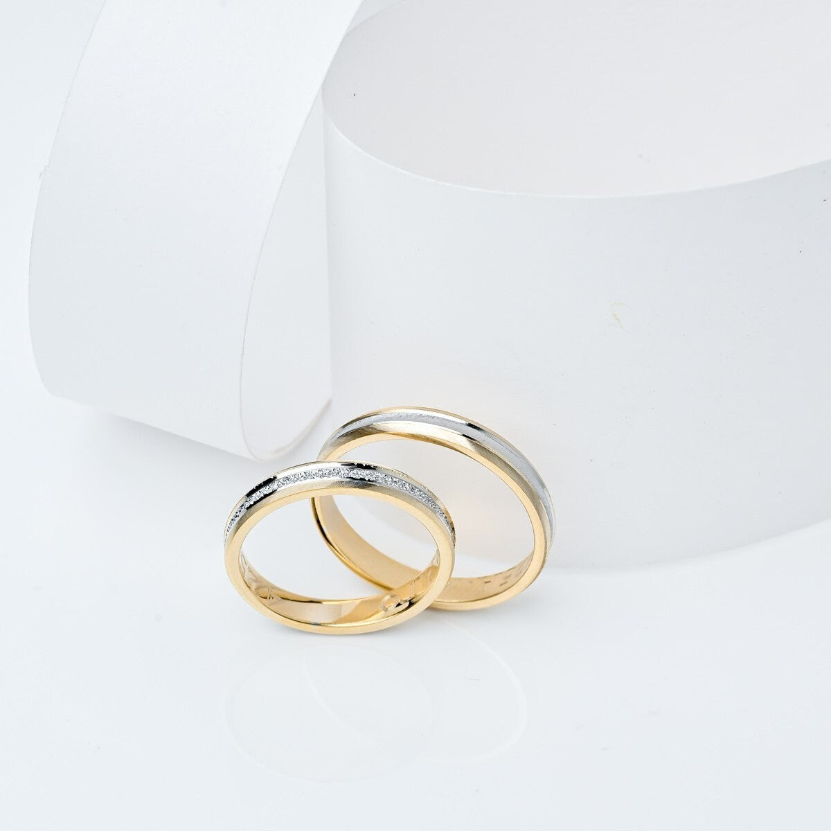 Two-Tone 3.5mm Wedding Bands Set