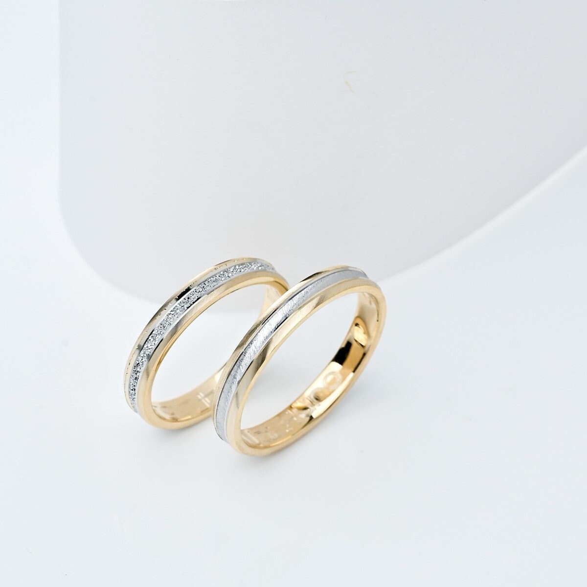 Two-Tone 3.5mm Wedding Bands Set