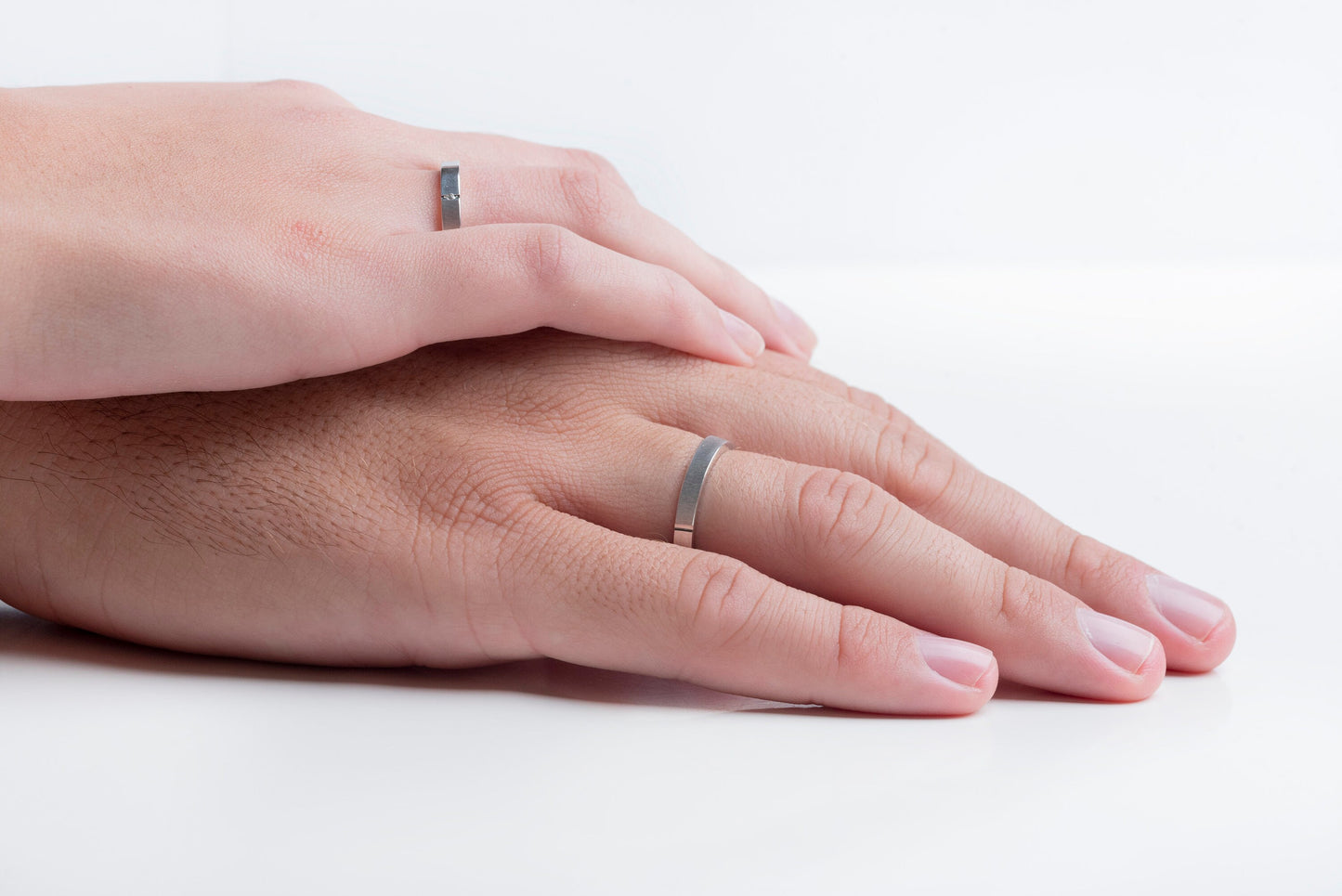 Diamond Wedding Band , Couples Rings, Wedding Bands Set, Matching Rings, Engrave Band Ring, Cotton Anniversary Gift for Her