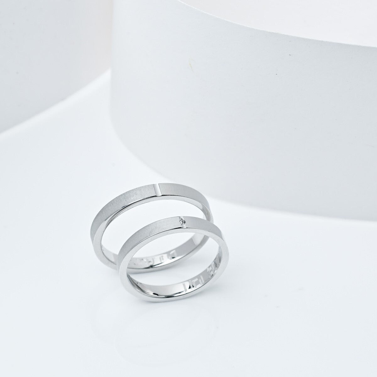 Diamond Wedding Band , Couples Rings, Wedding Bands Set, Matching Rings, Engrave Band Ring, Cotton Anniversary Gift for Her