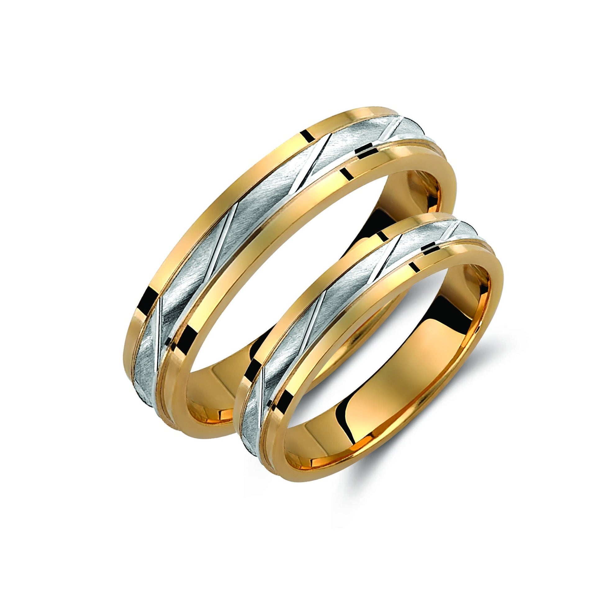 Two-tone Wedding Band, 3,5mm Wedding Bands Set, Matching Rings, Engrave Band Ring, Wedding Ring Set, His and Hers Rings