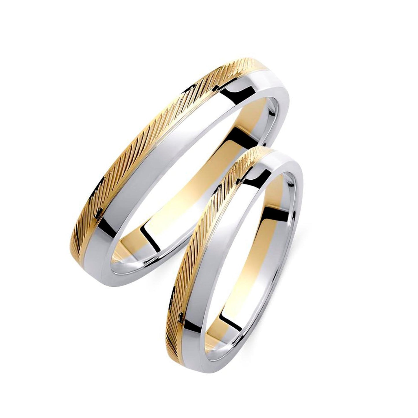 Two-tone Wedding Band, 3,5mm Wedding Bands Set, Matching Rings, Engrave Band Ring, Wedding Ring Set, His and Hers Rings