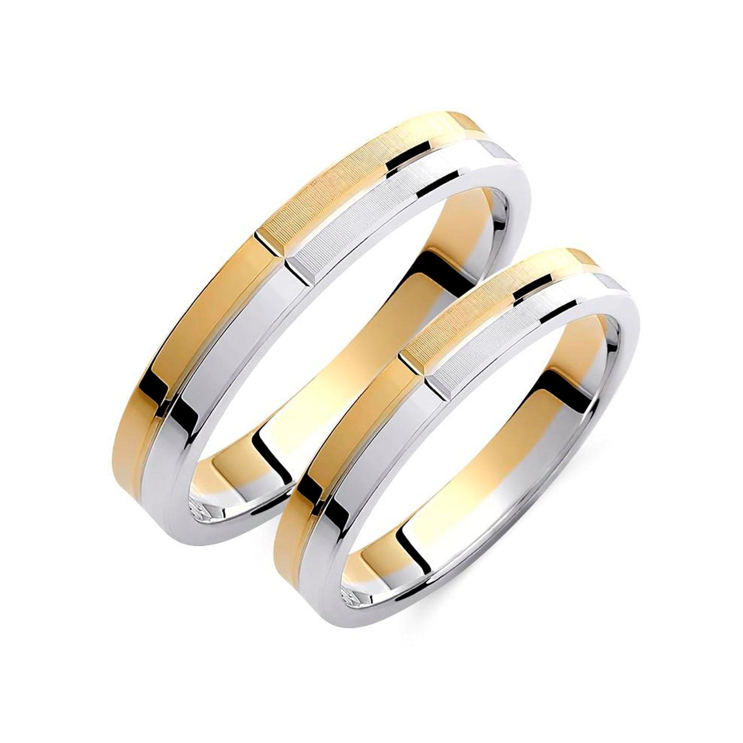 Two-tone Wedding Band, 3,5mm Wedding Bands Set, Matching Rings, Engrave Band Ring, Wedding Ring Set, His and Hers Rings