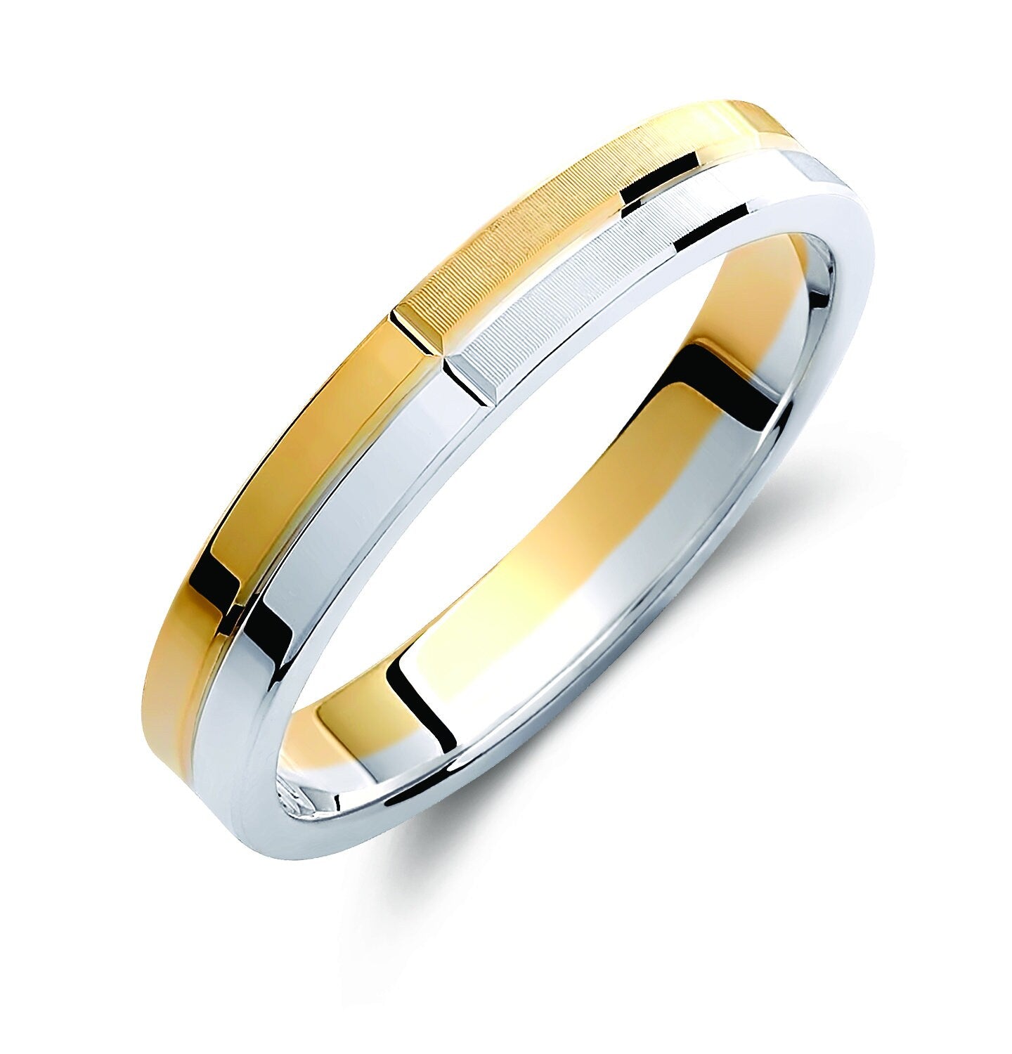 Two-tone Wedding Band, 3,5mm Wedding Bands Set, Matching Rings, Engrave Band Ring, Wedding Ring Set, His and Hers Rings