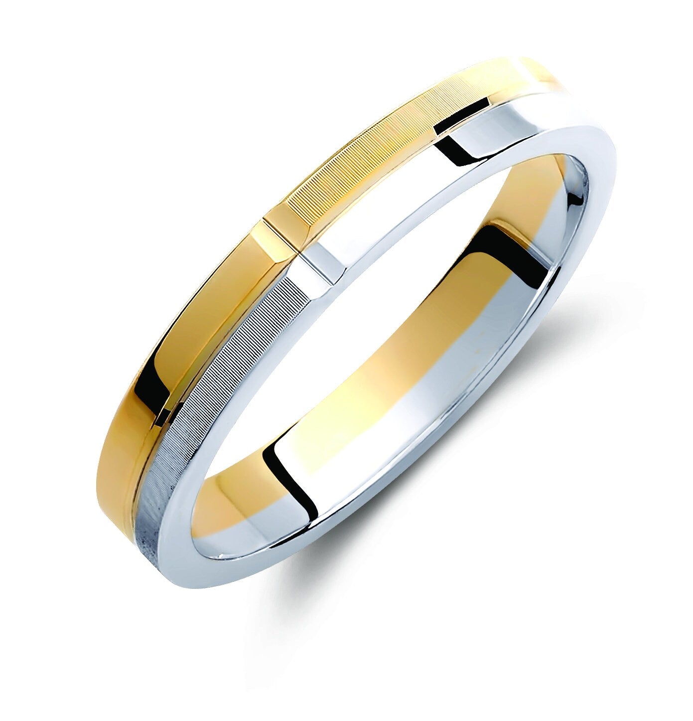 Two-tone Wedding Band, 3,5mm Wedding Bands Set, Matching Rings, Engrave Band Ring, Wedding Ring Set, His and Hers Rings