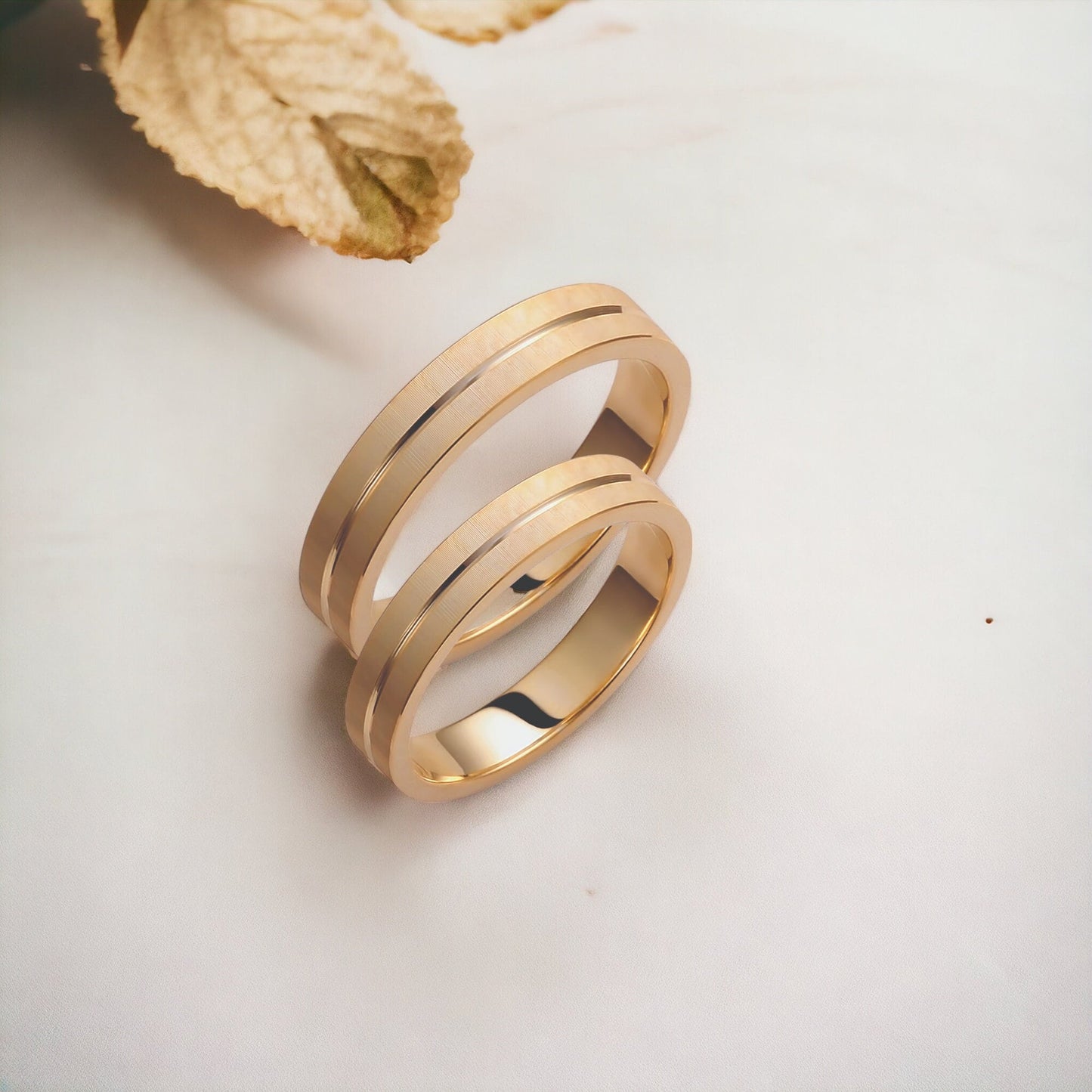 Brushed Wedding Band Set, Wedding Bands Set, Matching Rings, Engrave Band Ring, His and Hers Matching Wedding Bands