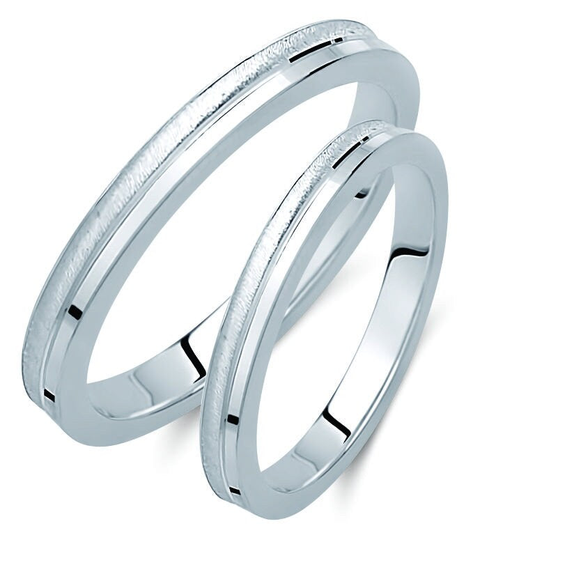 Minimal Wedding Band Set, Wedding Bands Set, Matching Rings, Engrave Band Ring, His and Hers Matching Wedding Bands