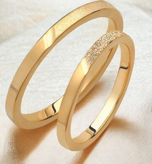 Slim Wedding Bands Set, Matching Rings, Engrave Band Ring, 18K Gold Ring Set, Couples Promise Ring Set, His and Hers Wedding Rings