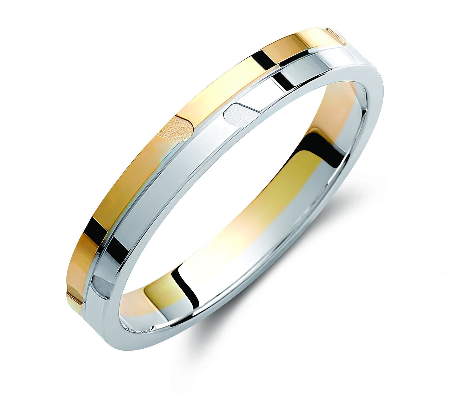 Two-Tone Wedding Band, 3.5mm Wedding Bands Set, Matching Rings, Engrave Band Ring, Wedding Ring Set, His and Hers Rings