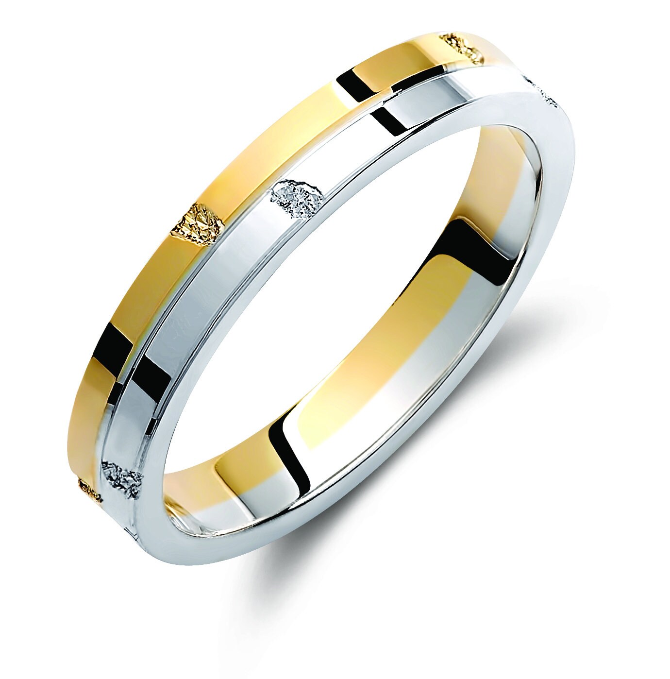 Two-Tone Wedding Band, 3.5mm Wedding Bands Set, Matching Rings, Engrave Band Ring, Wedding Ring Set, His and Hers Rings