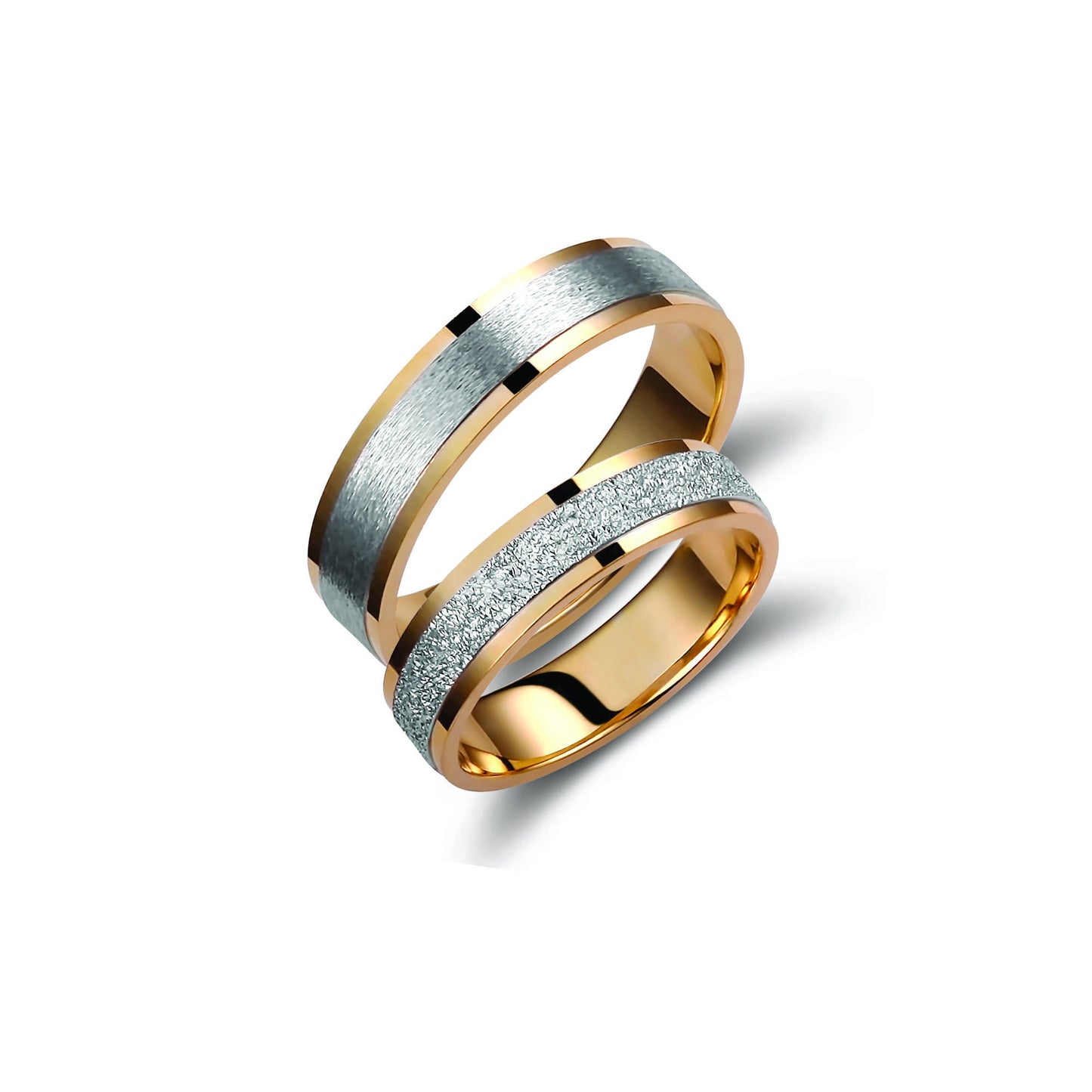 Two Tone Wedding Bands, 5 mm Wedding Bands Set, Matching Rings, Engrave Band Ring, Wedding Ring Set, His and Hers Rings