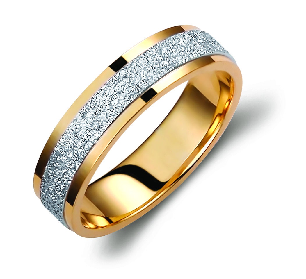 Two Tone Wedding Bands, 5 mm Wedding Bands Set, Matching Rings, Engrave Band Ring, Wedding Ring Set, His and Hers Rings