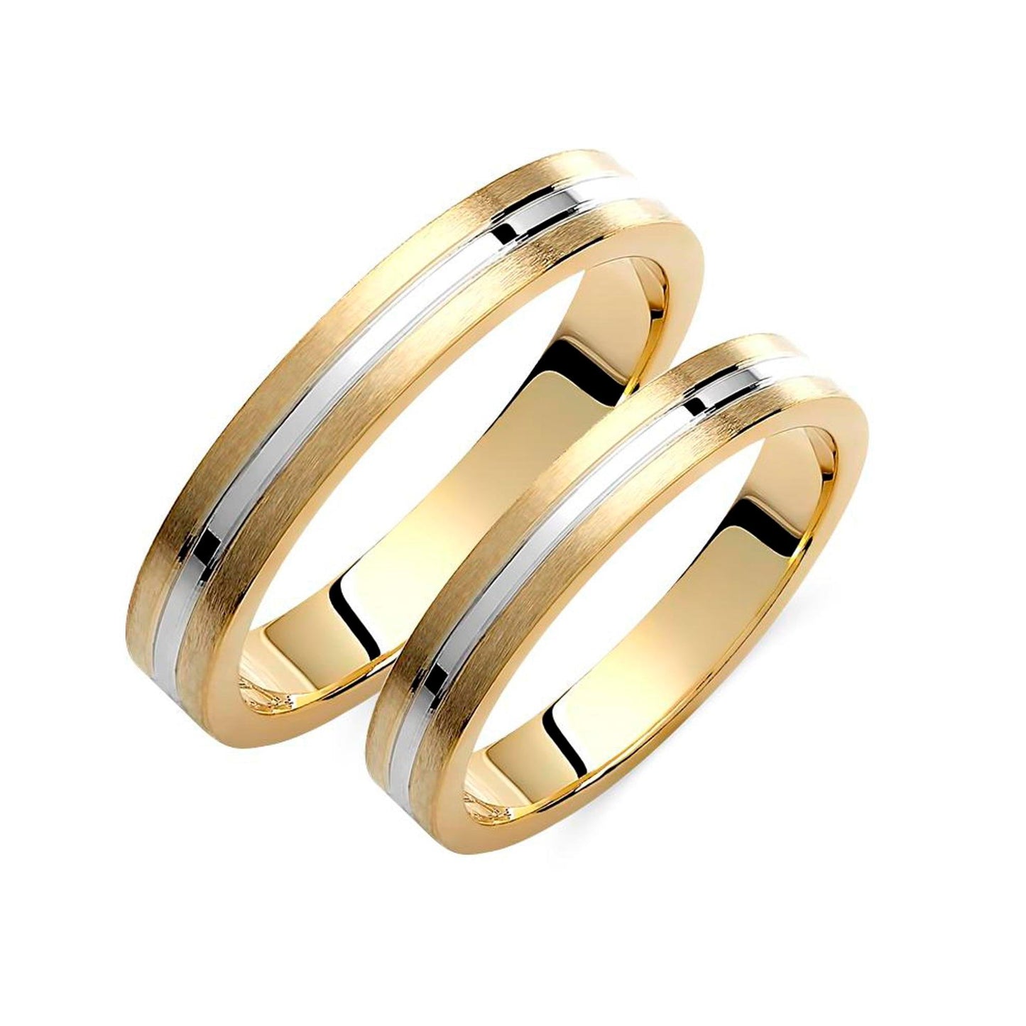 Two-tone Wedding Band, 3,5mm Wedding Bands Set, Matching Rings, Engrave Band Ring, Wedding Ring Set, His and Hers Rings