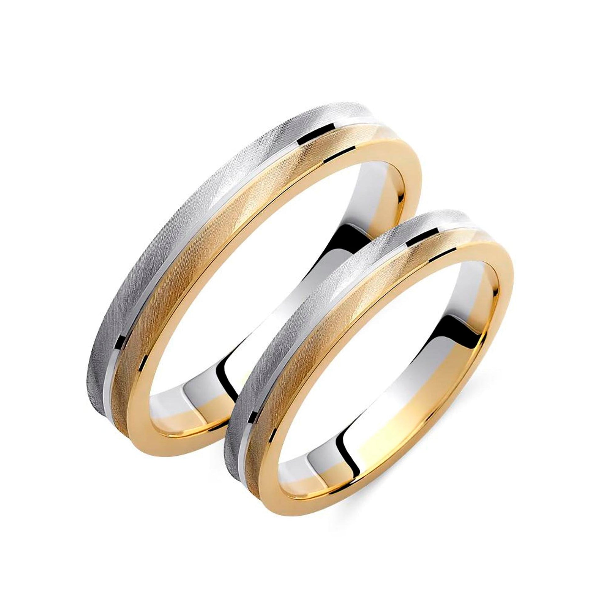 Two-tone Wedding Band, 3,5mm Wedding Bands Set, Matching Rings, Engrave Band Ring, Wedding Ring Set, His and Hers Rings