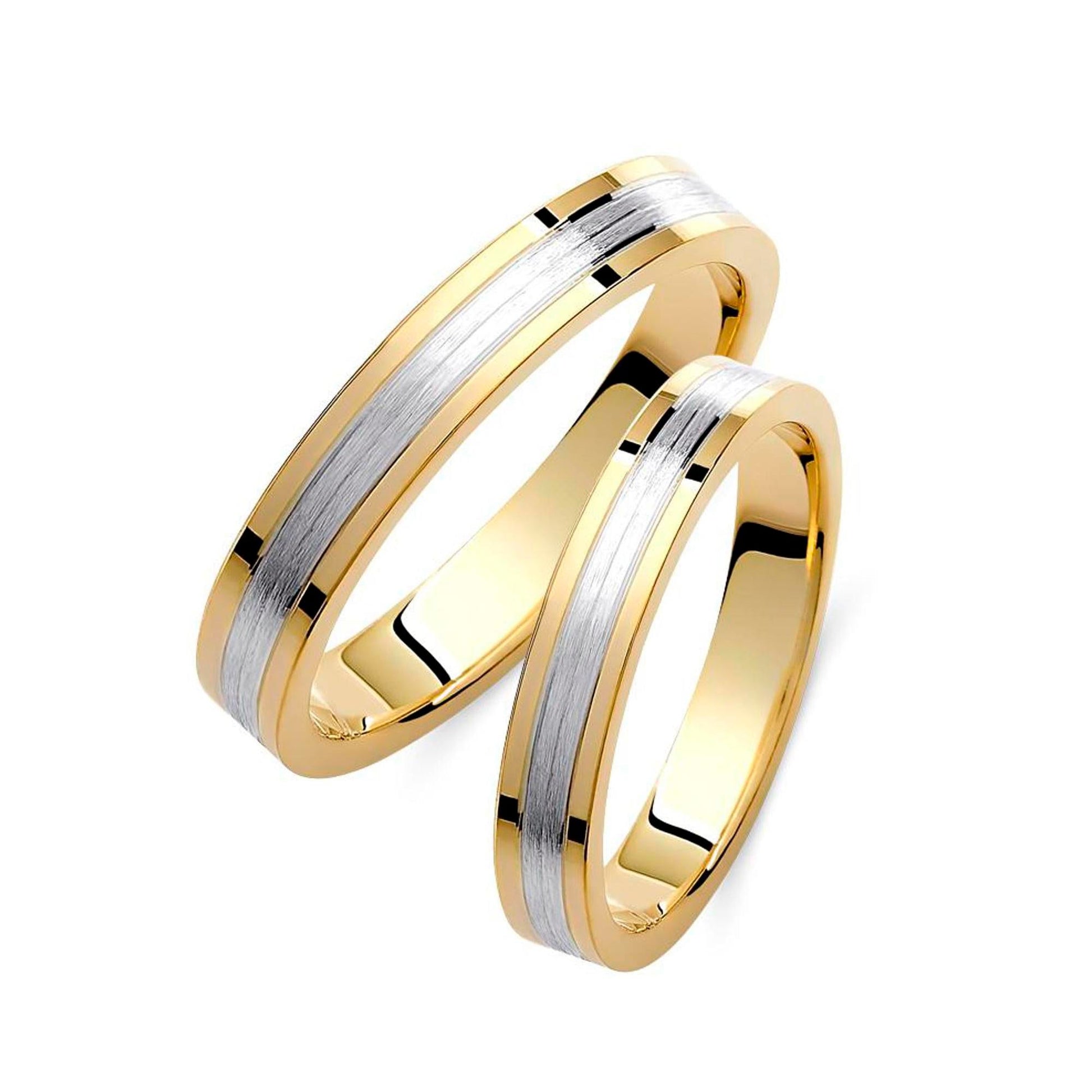 Two-tone Wedding Band, 3,5mm Wedding Bands Set, Matching Rings, Engrave Band Ring, Wedding Ring Set, His and Hers Rings