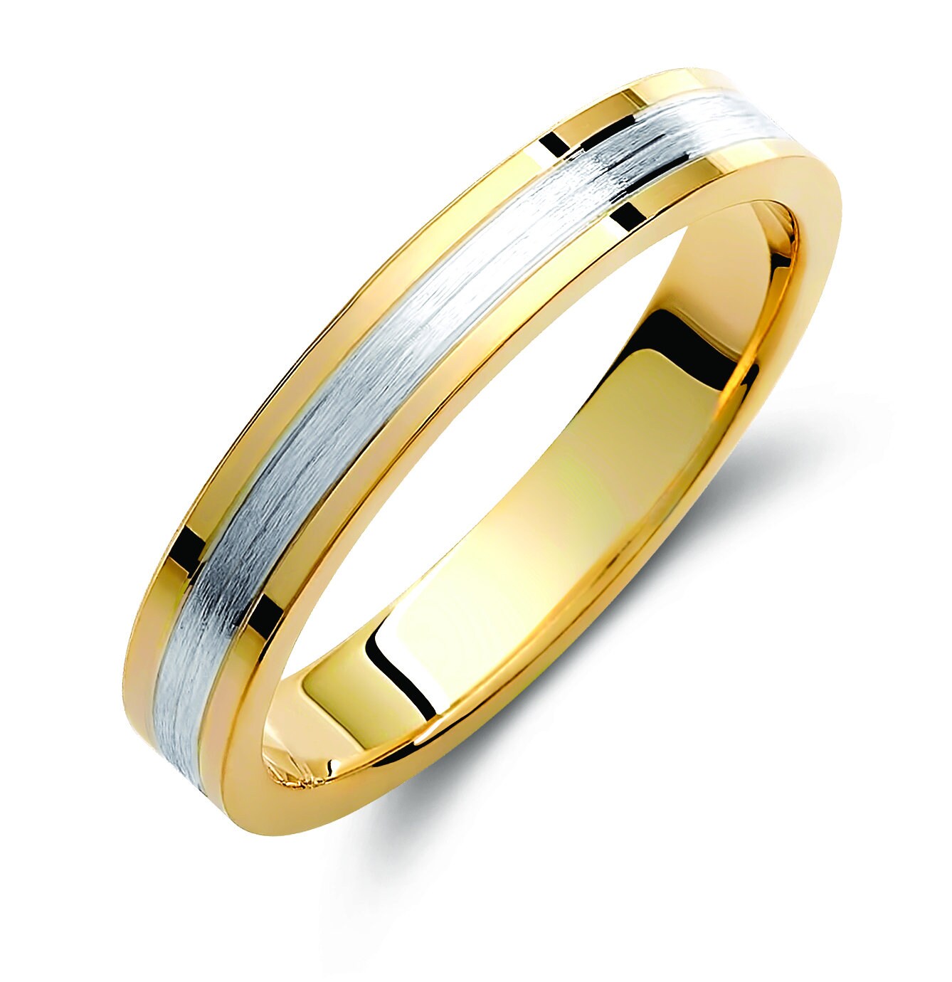 Two-tone Wedding Band, 3,5mm Wedding Bands Set, Matching Rings, Engrave Band Ring, Wedding Ring Set, His and Hers Rings