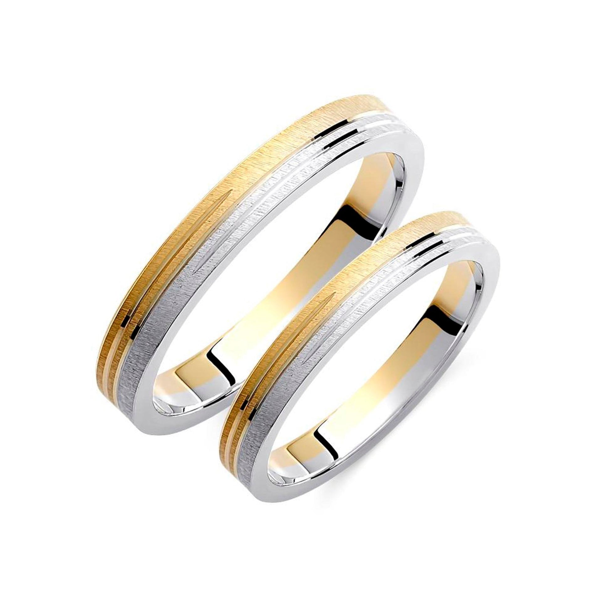 Two-tone Wedding Band, 3,0mm Wedding Bands Set, Matching Rings, Engrave Band Ring, Wedding Ring Set, His and Hers Rings