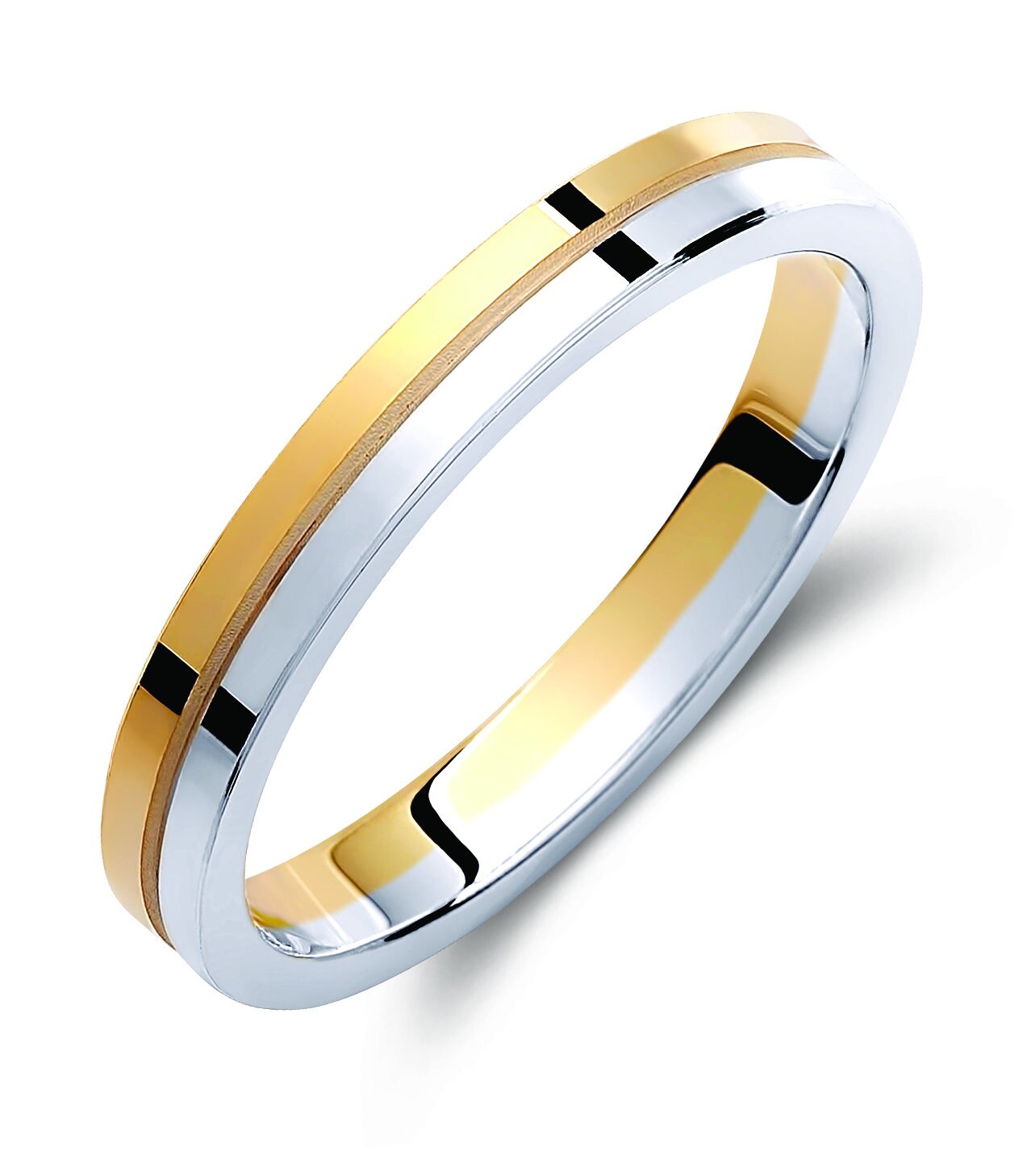 Two-tone Wedding Band, 3,0mm Wedding Bands Set, Matching Rings, Engrave Band Ring, Wedding Ring Set, His and Hers Rings