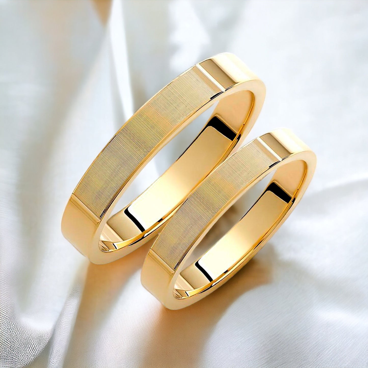 Minimal Wedding Band Set, Wedding Bands Set, Matching Rings, Engrave Band Ring, His and Hers Matching Wedding Bands