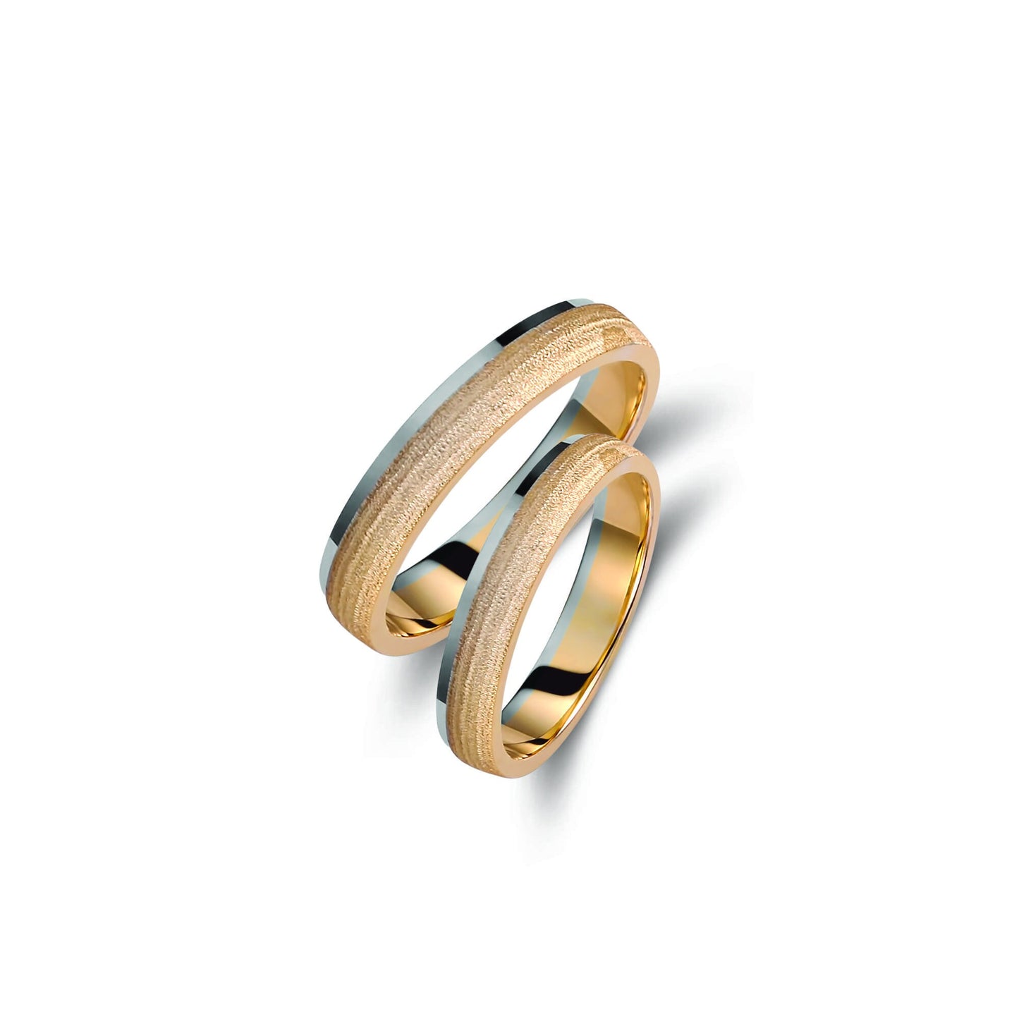 Two-tone Wedding Band, 4mm Wedding Bands Set, Matching Rings, Engrave Band Ring, Wedding Ring Set, His and Hers Rings