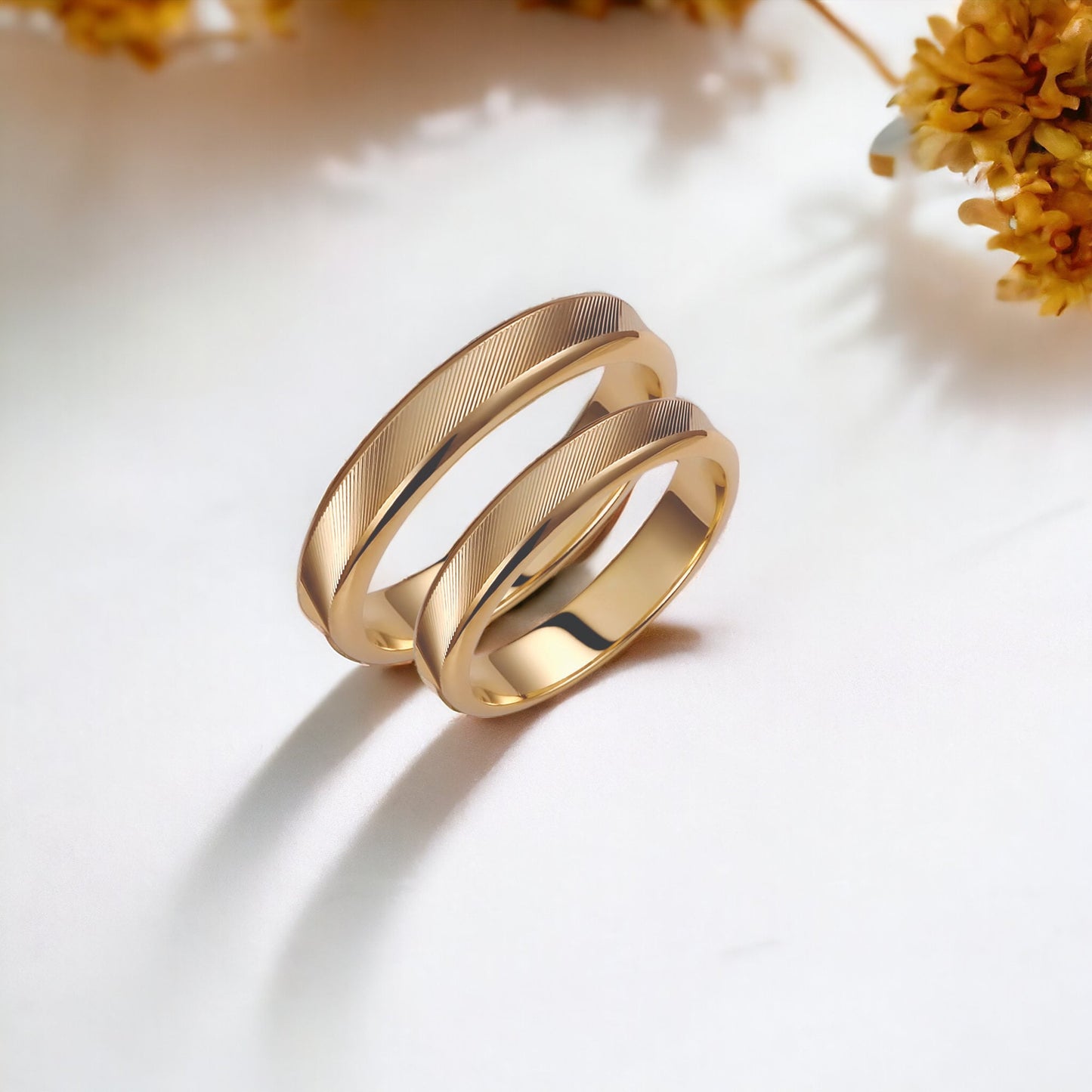 Ribbed Wedding Band Set, Wedding Bands Set, Matching Rings, Engrave Band Ring, His and Hers Matching Wedding Bands