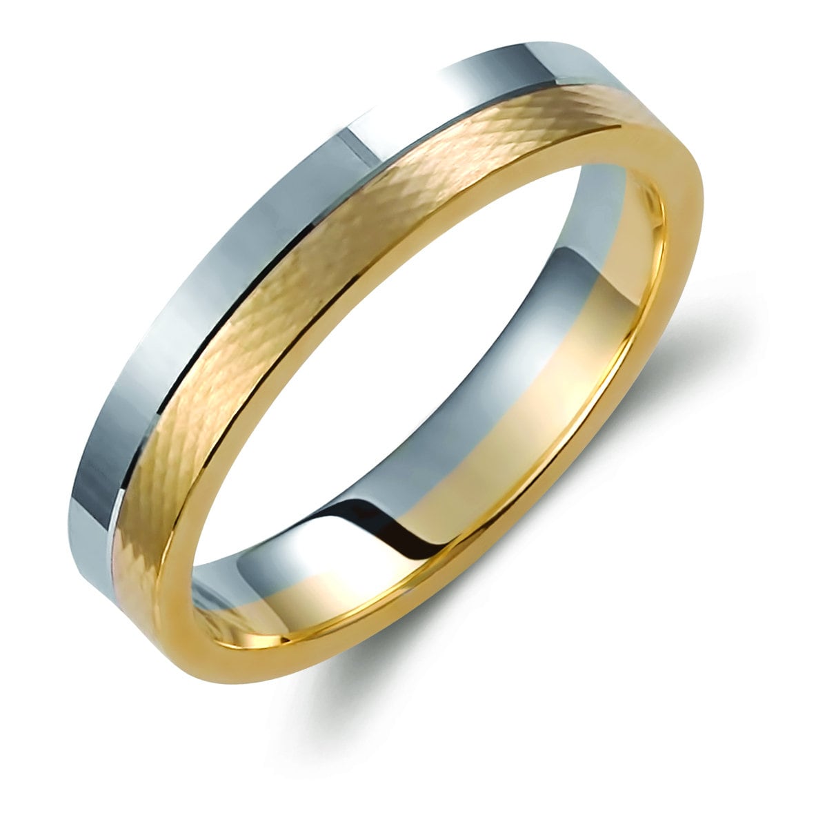 Two-tone Wedding Band, 4mm Wedding Bands Set, Matching Rings, Engrave Band Ring, Wedding Ring Set, His and Hers Rings