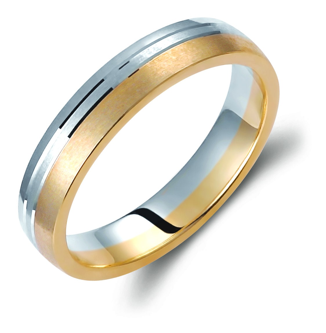 Two-tone Wedding Band, 4mm Wedding Bands Set, Matching Rings, Engrave Band Ring, Wedding Ring Set, His and Hers Rings