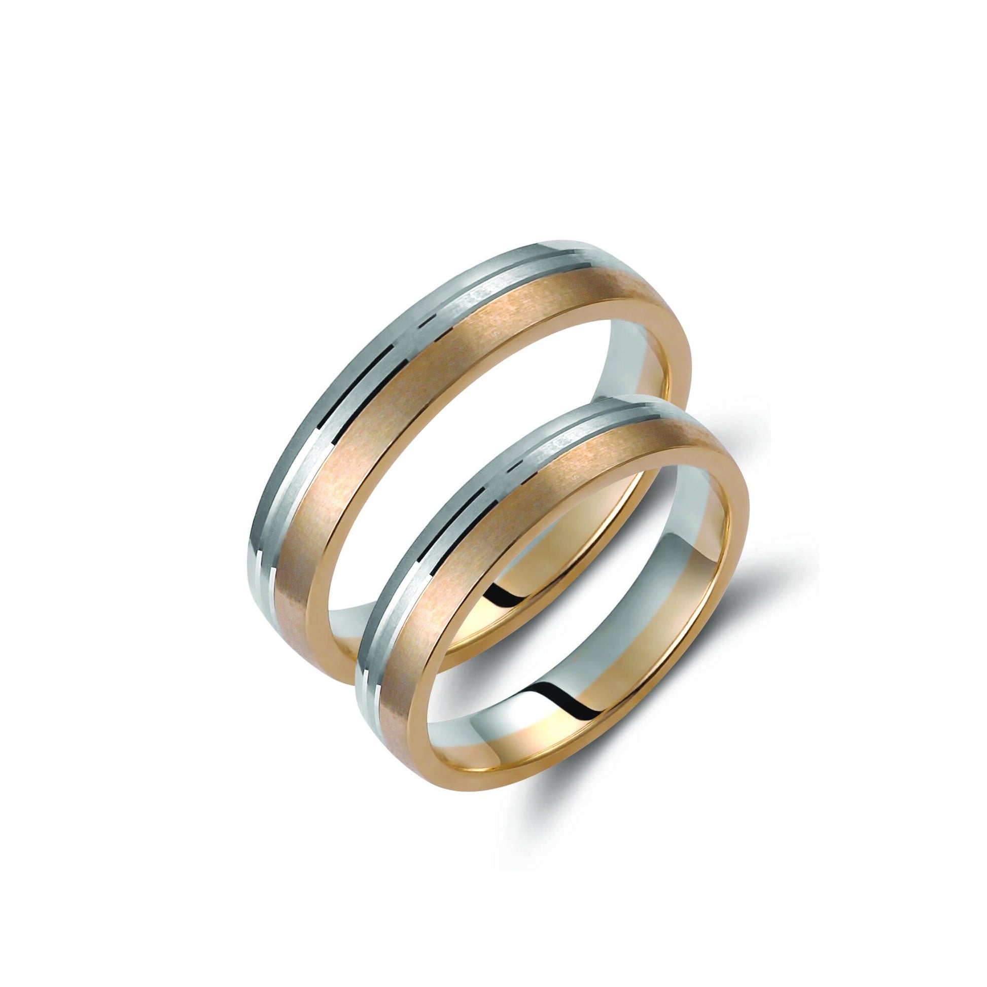 Two-tone Wedding Band, 4mm Wedding Bands Set, Matching Rings, Engrave Band Ring, Wedding Ring Set, His and Hers Rings