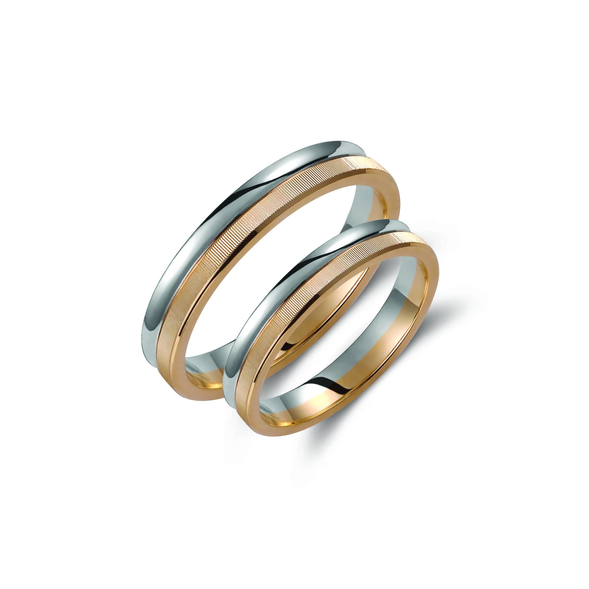 Two-tone Wedding Band, 3.5mm Wedding Bands Set, Matching Rings, Engrave Band Ring, Wedding Ring Set, His and Hers Rings