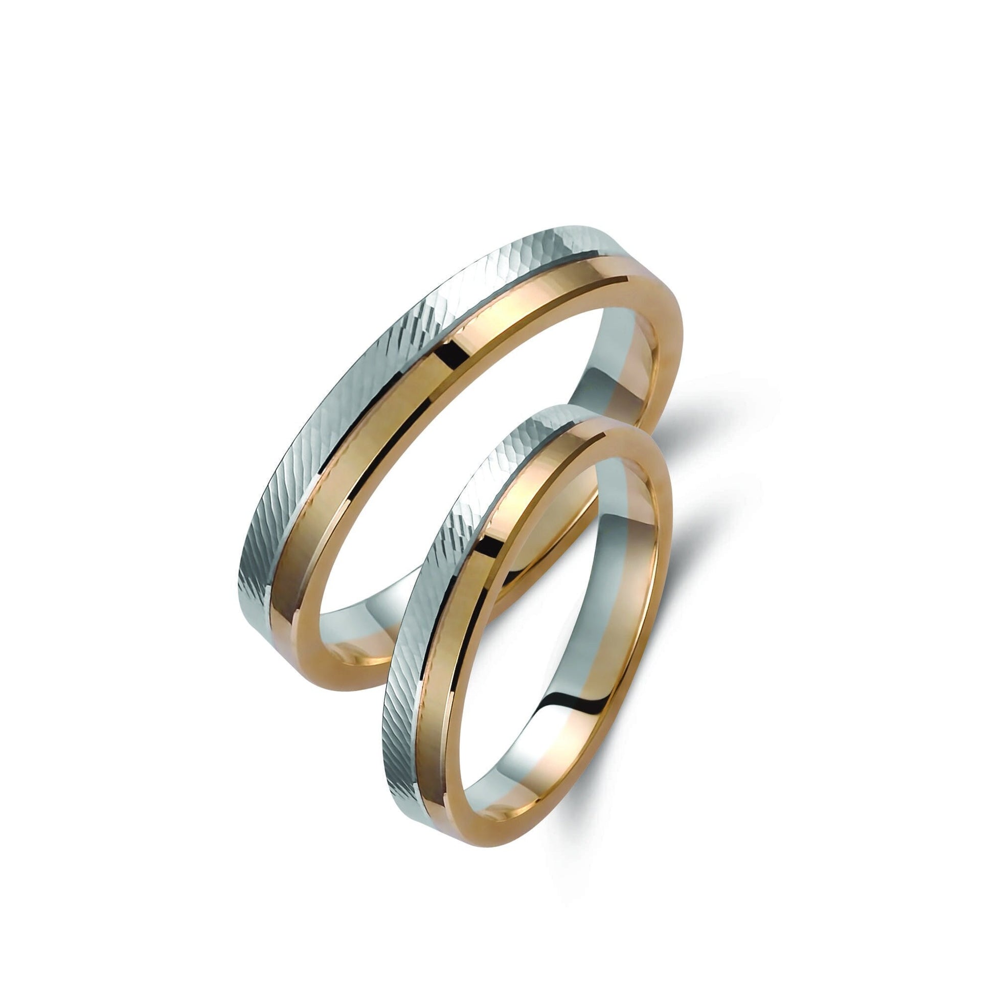 Two-tone Wedding Band, 3.5mm Wedding Bands Set, Matching Rings, Engrave Band Ring, Wedding Ring Set, His and Hers Rings