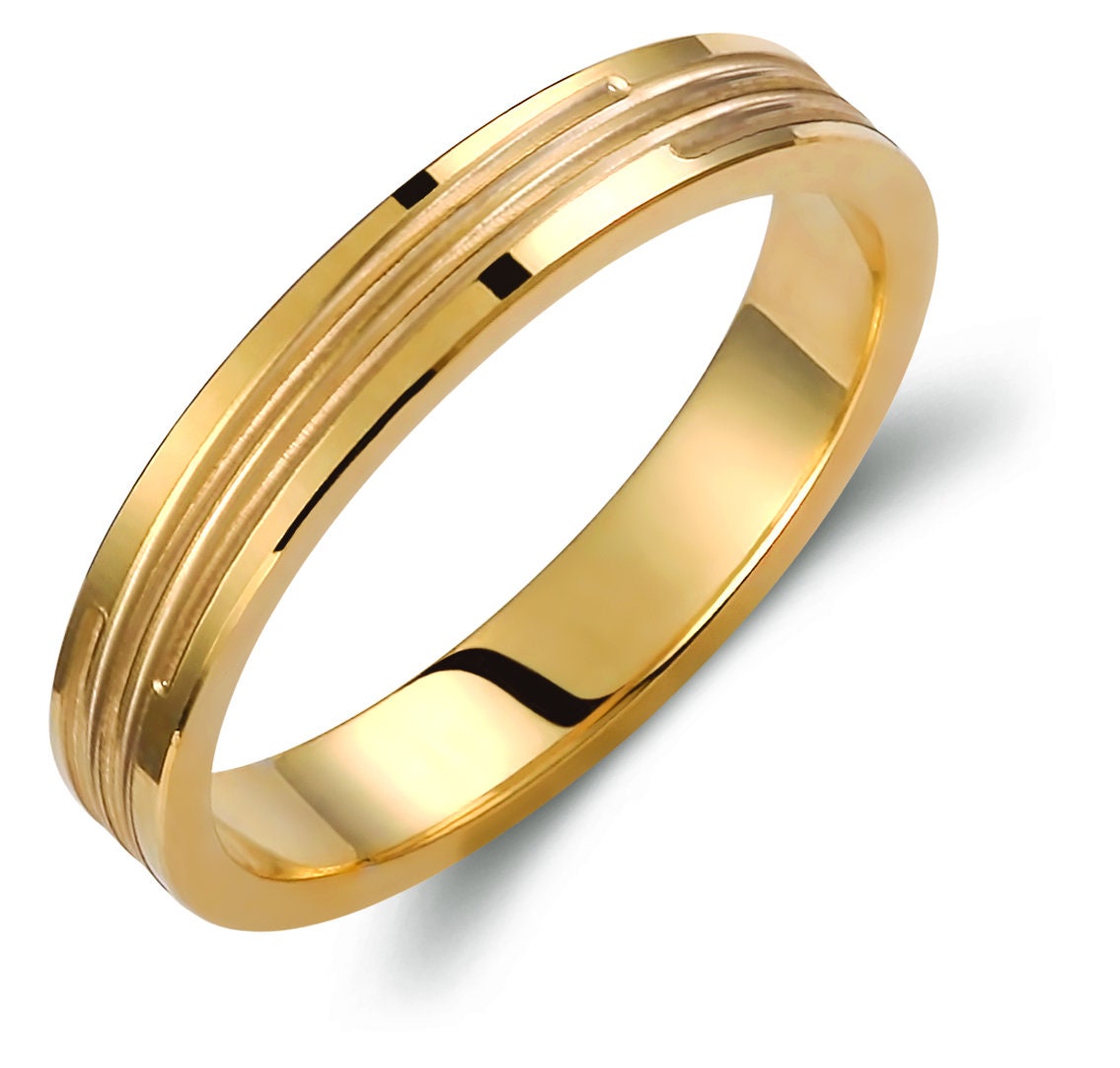 Glossy Wedding Band Set, 3.5mm Wedding Bands Set, Matching Rings, Engrave Band Ring, His and Hers Matching Wedding Bands