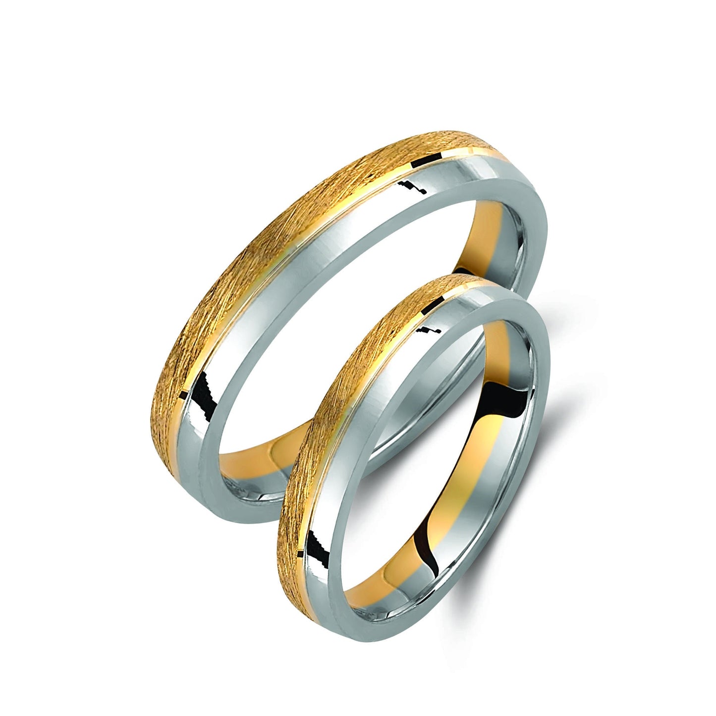 Two-tone Wedding Band, 3.5mm Wedding Bands Set, Matching Rings, Engrave Band Ring, Wedding Ring Set, His and Hers Rings