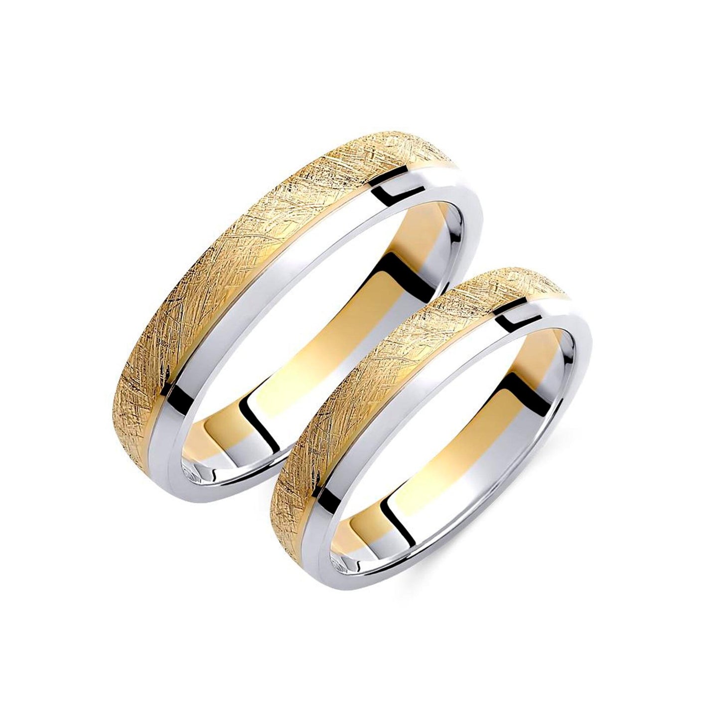 Two-tone Wedding Band, 4mm Wedding Bands Set, Matching Rings, Engrave Band Ring, Wedding Ring Set, His and Hers Rings