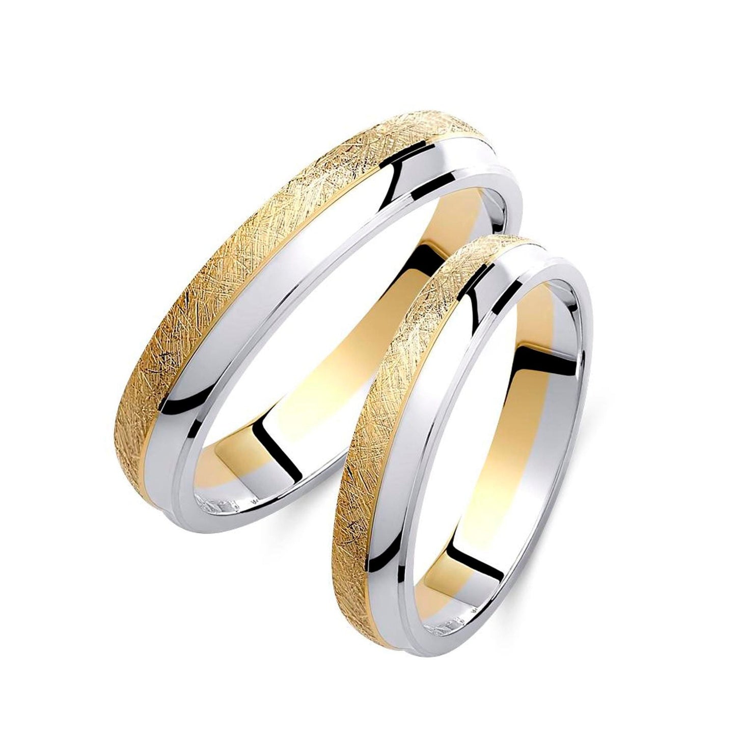 Two-tone Wedding Band, 4mm Wedding Bands Set, Matching Rings, Engrave Band Ring, Wedding Ring Set, His and Hers Rings