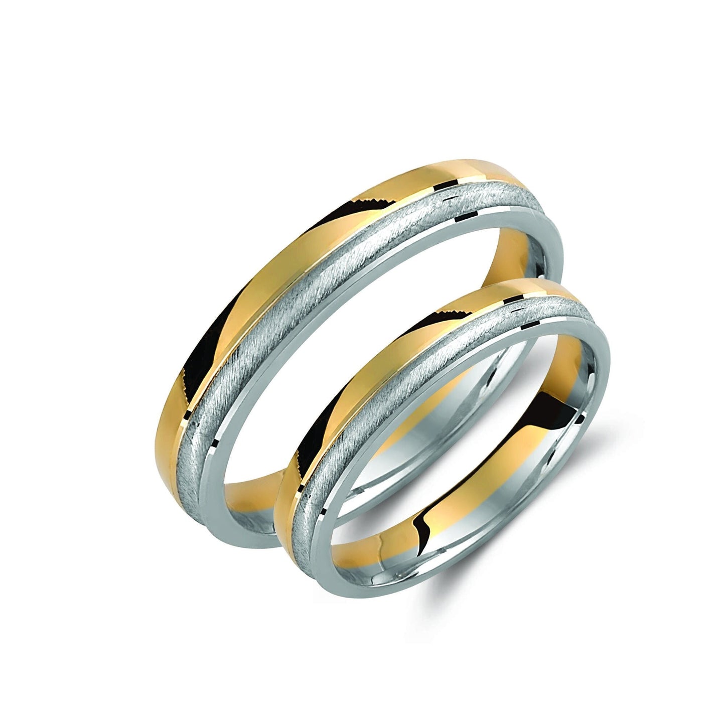 Two-tone Wedding Band, 3.5mm Wedding Bands Set, Matching Rings, Engrave Band Ring, Wedding Ring Set, His and Hers Rings