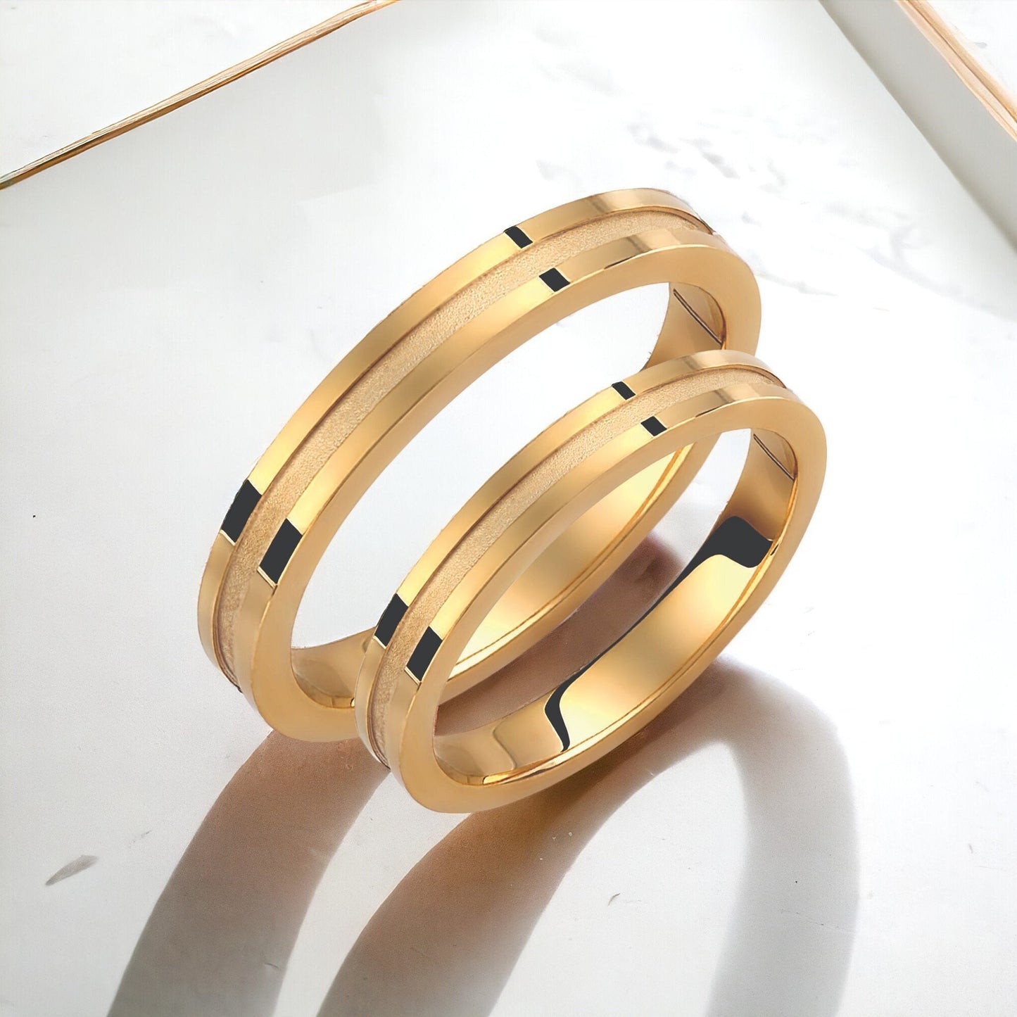 Slim Wedding Band Set, Wedding Bands Set, Matching Rings, Engrave Band Ring, His and Hers Matching Wedding Bands