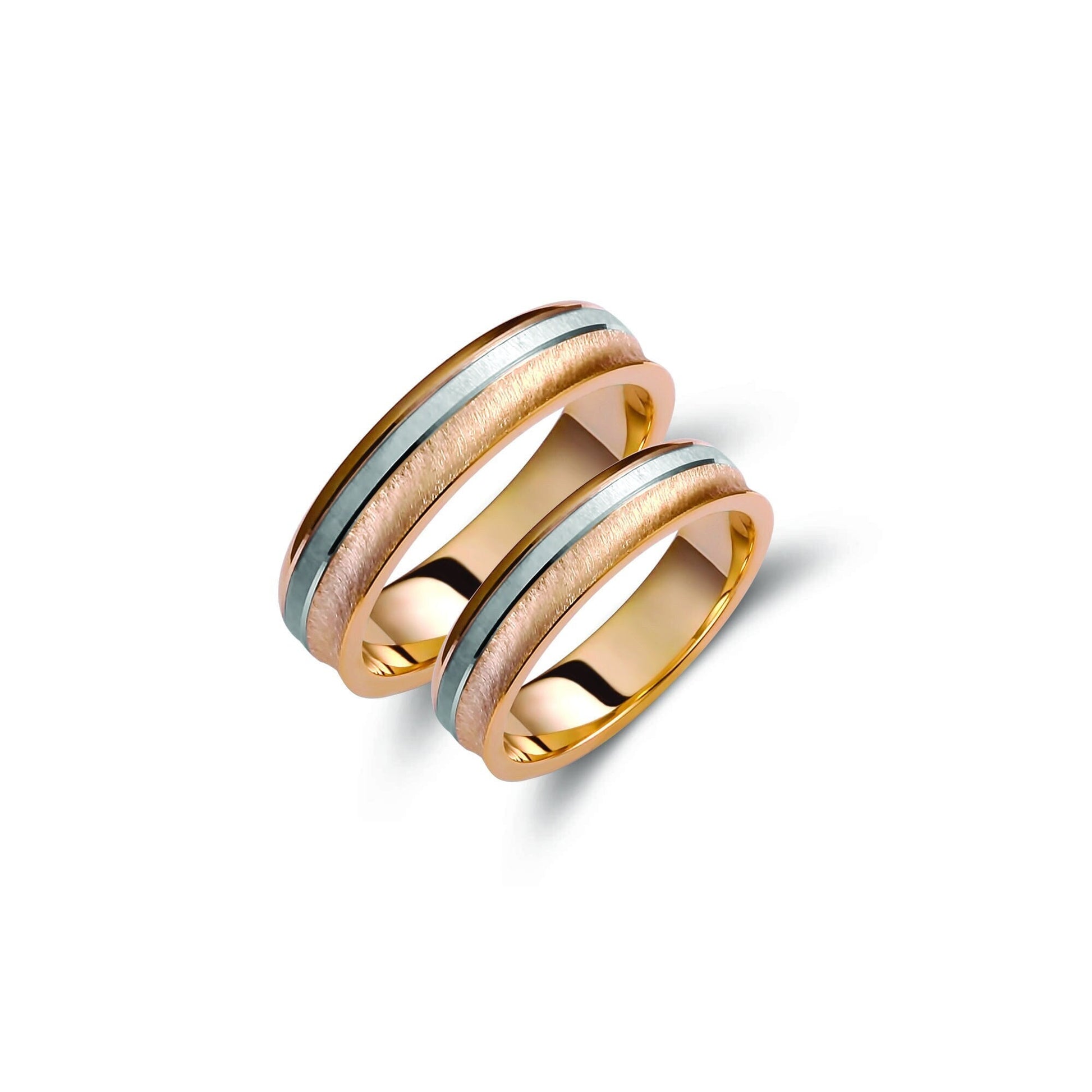 Two-tone Wedding Band, 5.2mm Wedding Bands Set, Matching Rings, Engrave Band Ring, Wedding Ring Set, His and Hers Rings