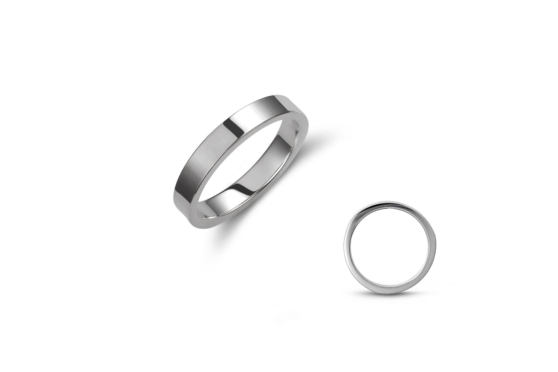 Asymetrical Wedding Band Set, 3.5mm Wedding Bands Set, Matching Rings, Engrave Band Ring, His and Hers Matching Wedding Bands