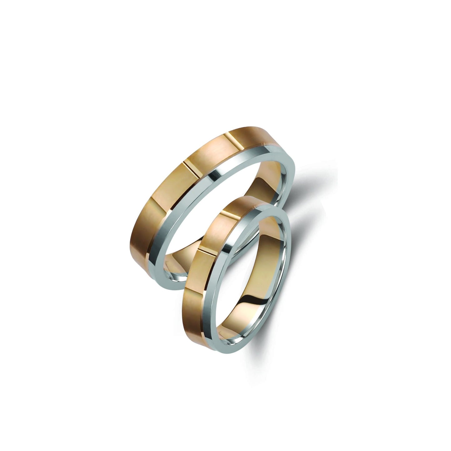 Two-tone Wedding Band, 4.5mm Wedding Bands Set, Matching Rings, Engrave Band Ring, Wedding Ring Set, His and Hers Rings