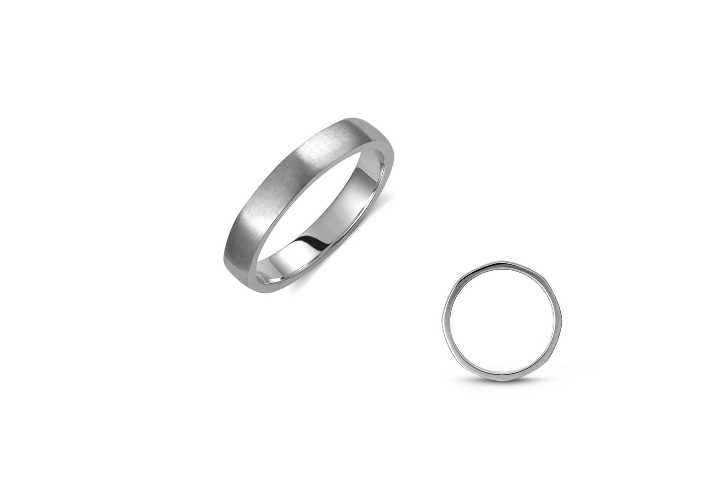 Asymetrical Wedding Band Set, 3.5mm Wedding Bands Set, Matching Rings, Engrave Band Ring, His and Hers Matching Wedding Bands