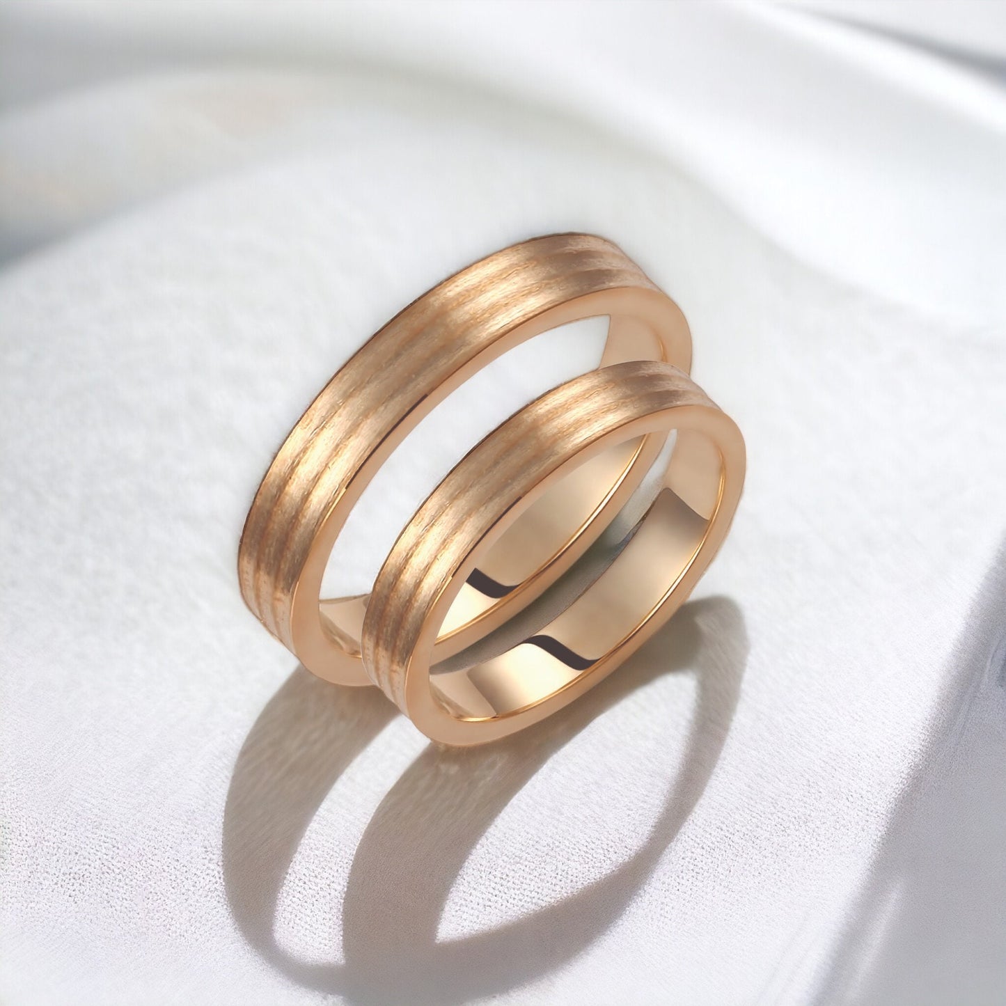 Brushed Wedding Band Set, 3.5mm Wedding Bands Set, Matching Rings, Engrave Band Ring, His and Hers Matching Wedding Bands